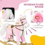 Gunghäst med Sadel, Stigbyglar, Ljudeffekter och Musik, Plysch, Metallram, upp till 30 kg, Rosa