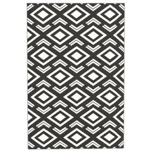 Utomhusmatta, Robust Väderbeständig Utomhusmatta Med Bärväska, Vikbar Matta, Boho-Stil, Utomhusmatta För Vardagsrum, Balkong, Trädgård, Terrass, Badrum, Hall, Kök, 182 X 274 Cm Svart + Vit