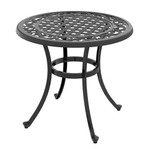 Sidobord Trädgårdsbord Svart av Aluminium för Terrass och Trädgård Kvadratiskt Bord Tål Väder och Vind Lastkapacitet 50 kg 60 x 60 cm