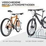 Cykelställ för 5 Cyklar, Robust Parkeringsställ för Golv eller Vägg, Väderbeständig Förvaring av Cyklar, Silver, 145 x 33 x 27 cm