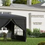 Lusthus Paviljong Pop-Up Partytält Svart av Polyester och Metall för Trädgård och Camping Vattentåligt Gazebo med UV-Skydd 3 x 3 m