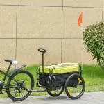 Lastvagn Cykelvagn Gul av Oxford Tyg och Metall för Cykelturer 2-i-1 Vagn med Broms och Förvaringsväska 40 kg 130 x 64 x 103 cm