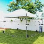 Partytält Pop-up Vit Stål och Oxfordtyg för Trädgård Vattentät Paviljong med Väska och Sandsäckar UV-skydd 3x3 m