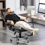 Kontorsstol Chefsstol Mörkgrå av Tyg och Metall för Kontor Ergonomisk med Liggfunktion och Fotstöd 135 kg