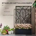 Blomlåda Väggmonterad Planter med Spaljé Svart av Metall för Trädgård och Balkong Upphöjd Bäddkruka för Klätterväxter 61 x 23 x 113 cm