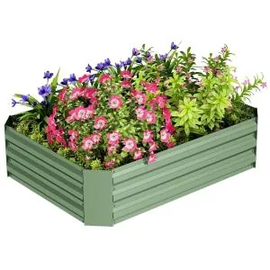 Odlingsbänk Högbädd Stapelbar Silver av Stål för Trädgård och Balkong Växtbädd för Blommor och Grönsaker 120 x 90 x 30 cm