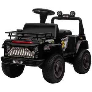 Elbil Terrängfordon Svart av Plast och Metall för Barn 3-5 År med Musikanslutning och Förvaringsutrymme Strålkastarhorn